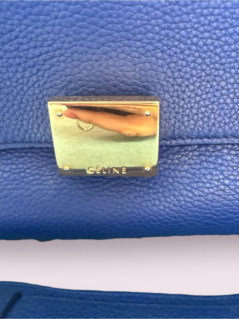 *Never used* Celine Cobalt Blue Leather Satchel with Gold Hardware - Picture 3 of 7